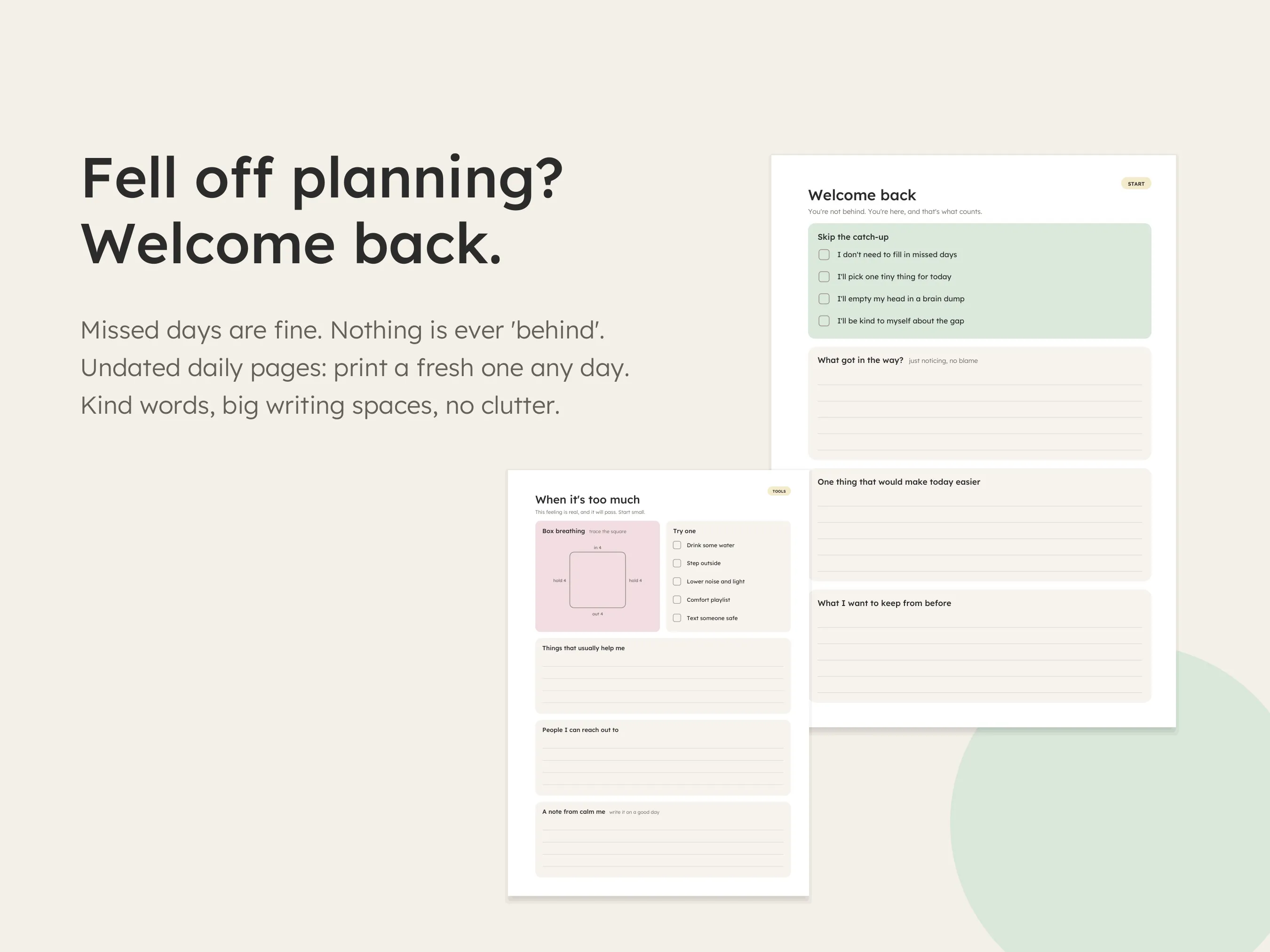 Welcome back and when it's too much printable pages